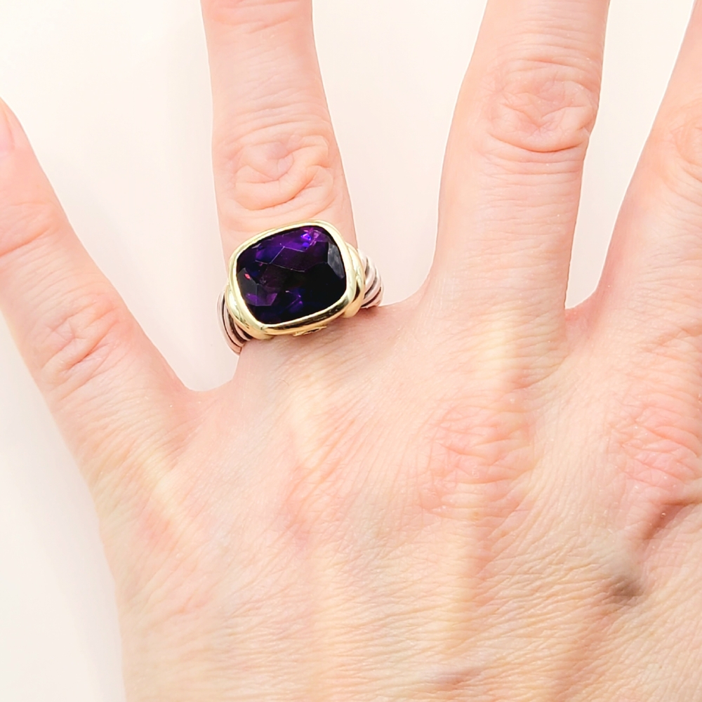 David Yurman Large Noblesse Ring Amethyst Ring Sz 8.5 - Picture 11 of 11